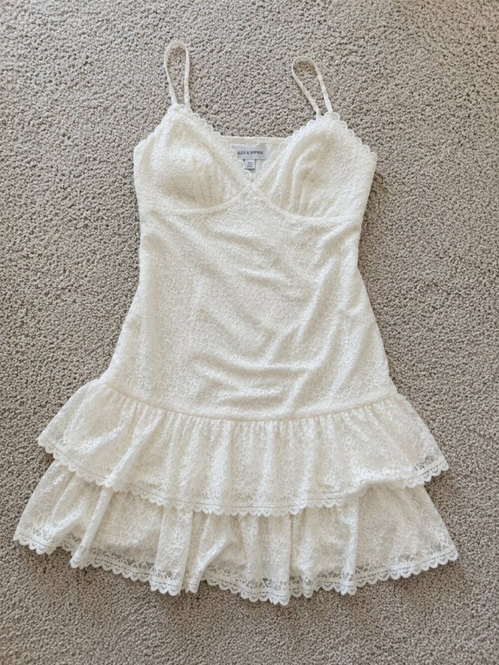 Alex & Sophia V-Neck Sleeveless A-Line Mini Lace Dress White Size 14 NWT - Picture 4 of 6